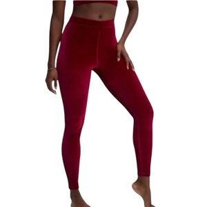 Fabletics Women's Burgundy High‎ Waist Emma Velour Leggings Size XL NEW